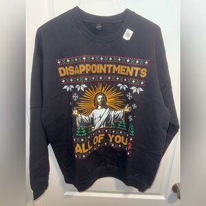 Disappointments All of You Black Graphic Men's Ugly Christmas Sweater - Size L